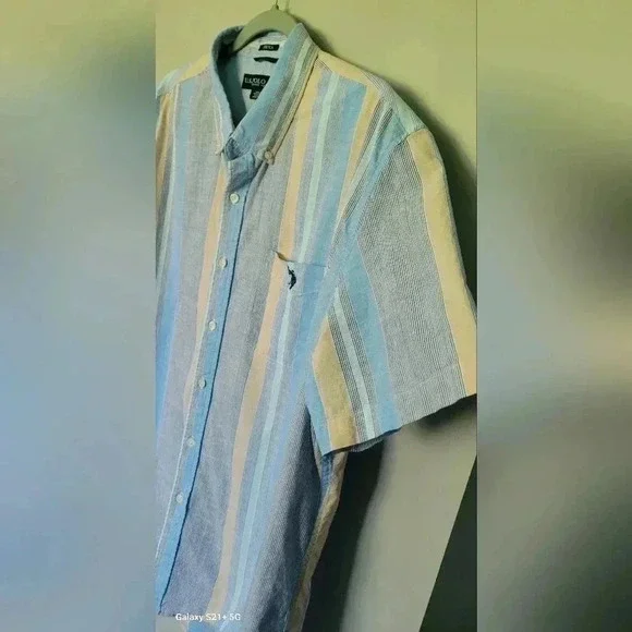 U.S. Polo Assn. Short Sleeve striped Buttondown Shirt Mens size 2X - Picture 8 of 11